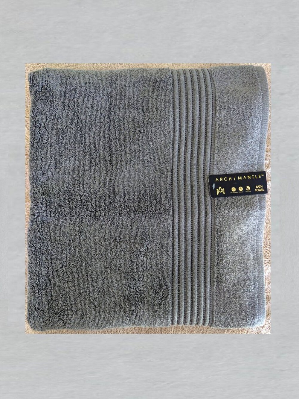 Arch/Mantle Grey Bath Towel Measures 30" x 54"